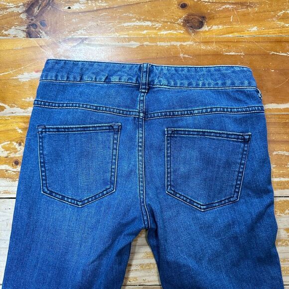 Free People Jeans Womens 27 Blue Skinny Dark Wash Stretch Distressed - Picture 6 of 13